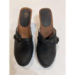 Frye Womens Radcliffe Ring Wooden and Leather Sz 8 Clog Shoe Boho Chic